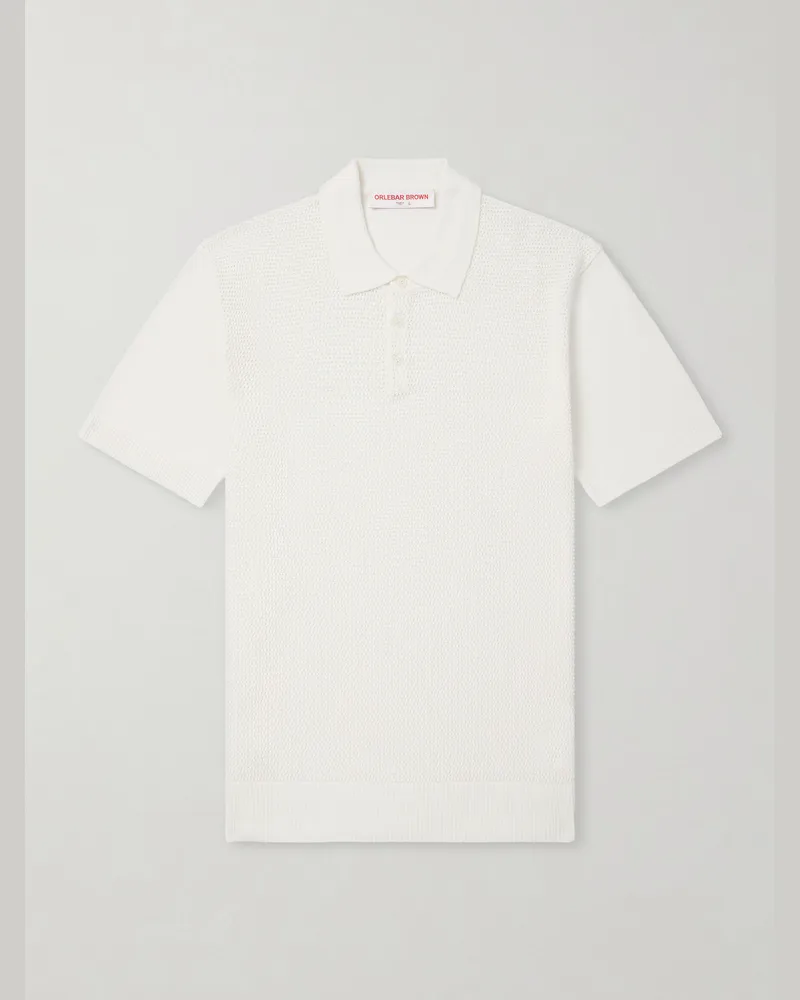 Orlebar Brown Burnham Tie Stitch II Silk and Cotton-Blend Polo Shirt Neutrals