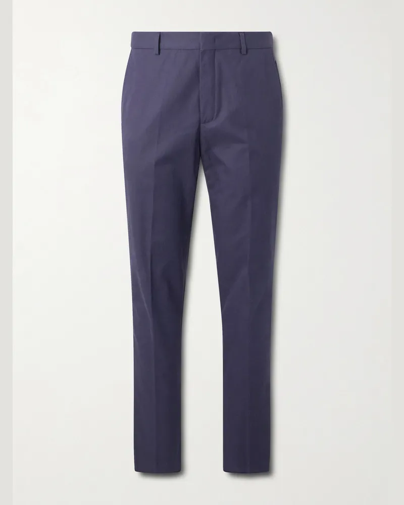 Loro Piana Jarno schmal und gerade geschnittene Hose aus Baumwoll-Twill Blau