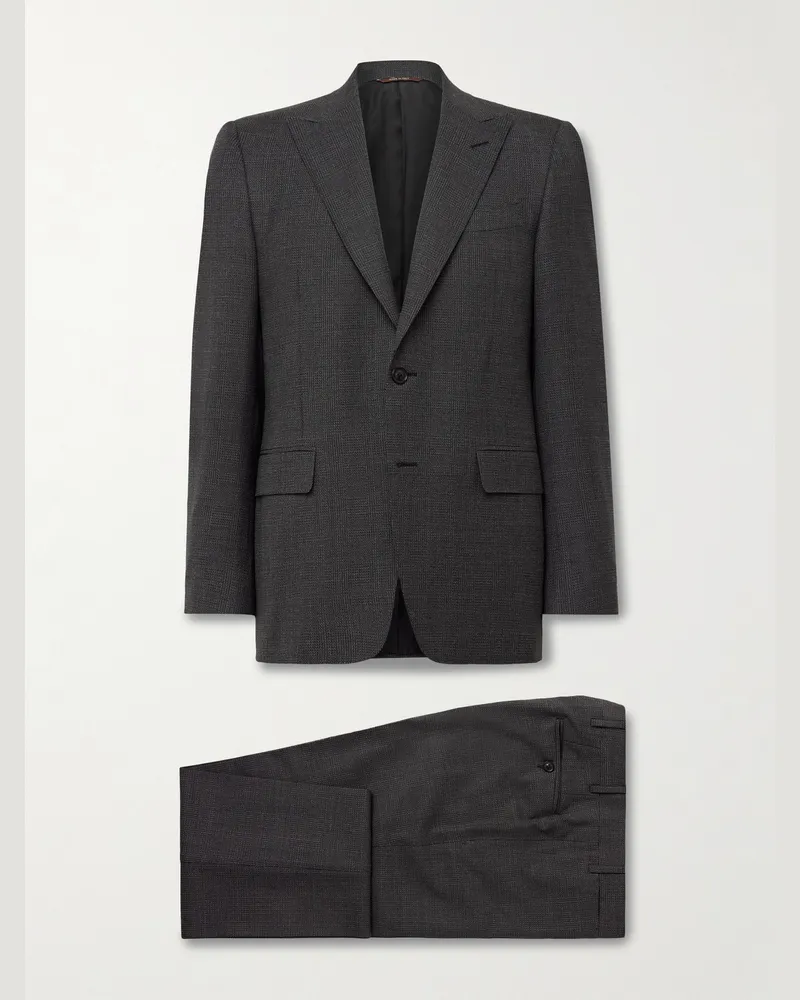 Canali Schmal geschnittener Anzug aus 160s-Wolle mit Glencheck-Muster Grau