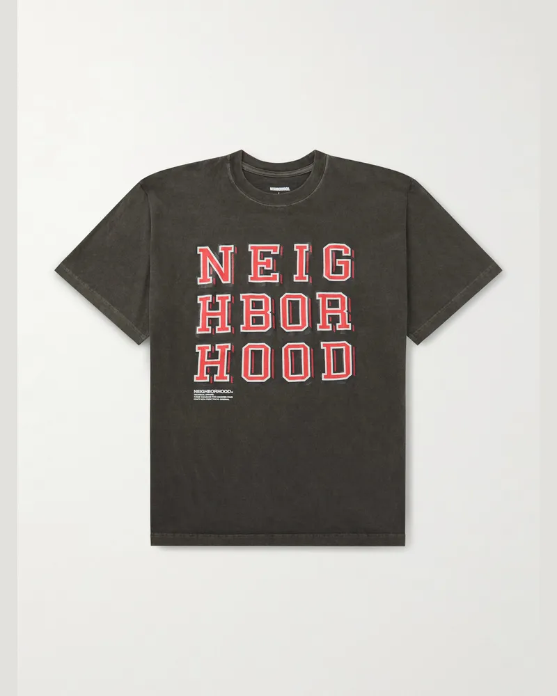 Neighborhood T-Shirt aus Baumwoll-Jersey mit Logoprint Schwarz