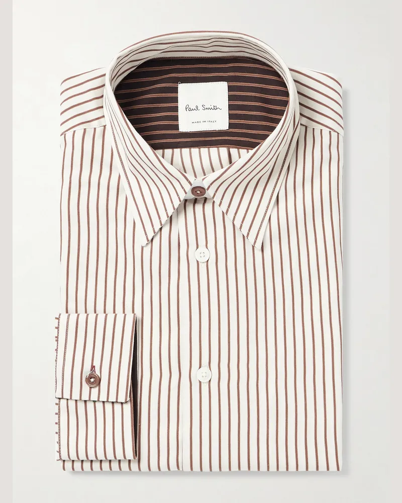 Paul Smith Hemd aus gestreiftem Twill Weiß