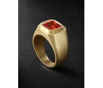 Medium Ring aus 14 Karat Gold mit synthetischem Saphir