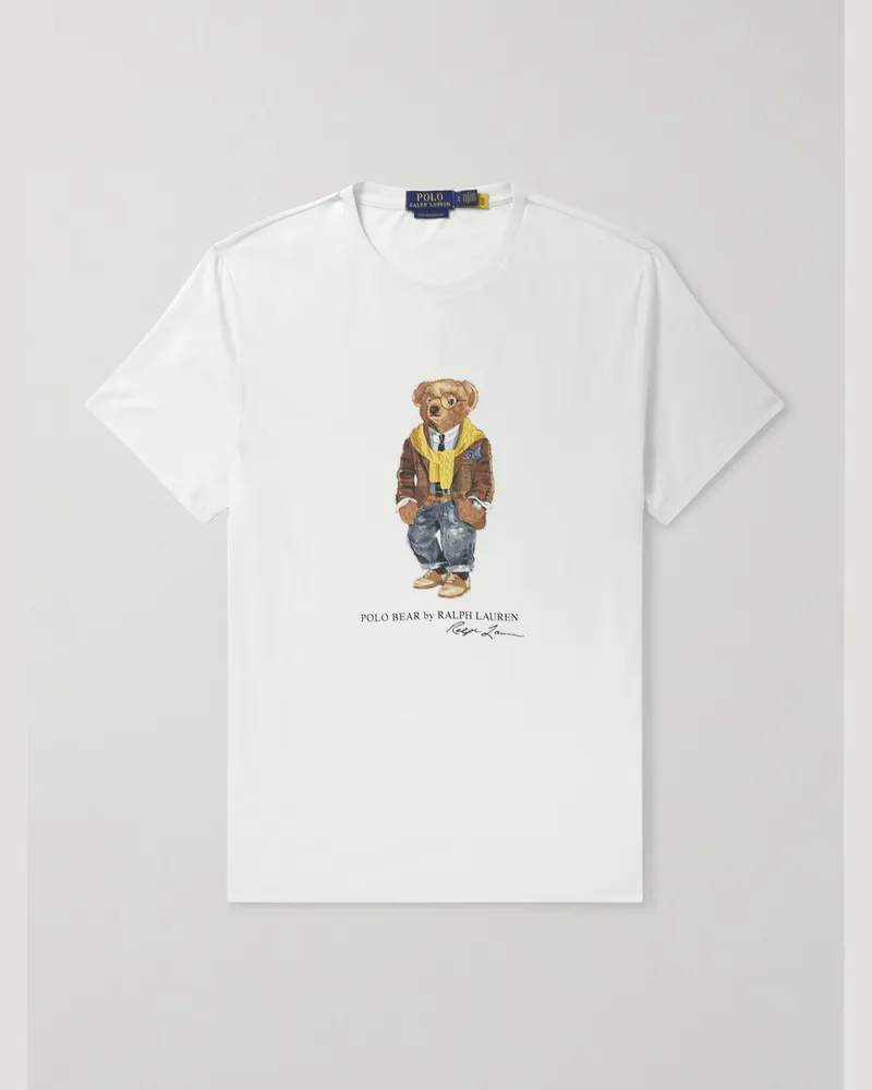 Ralph Lauren Bear schmal geschnittenes T-Shirt aus Baumwoll-Jersey Weiß