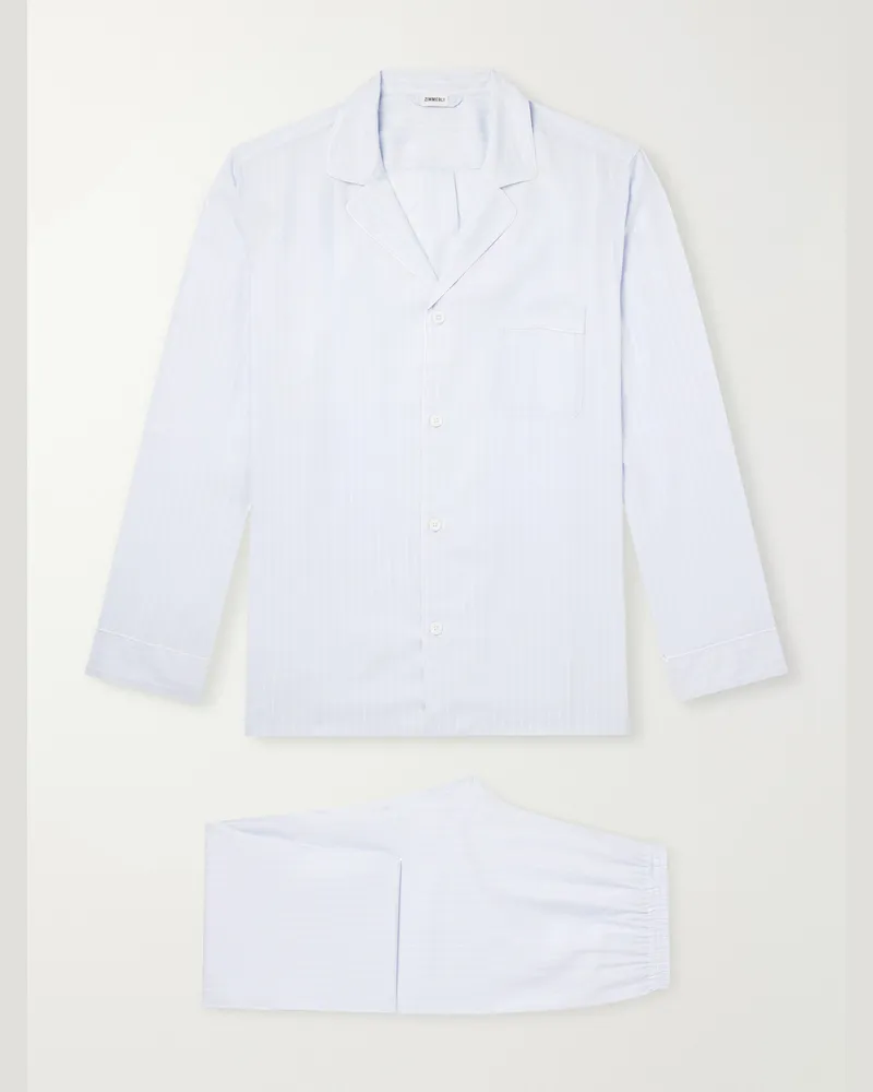 Zimmerli Striped Lyocell Pyjama Set Blue