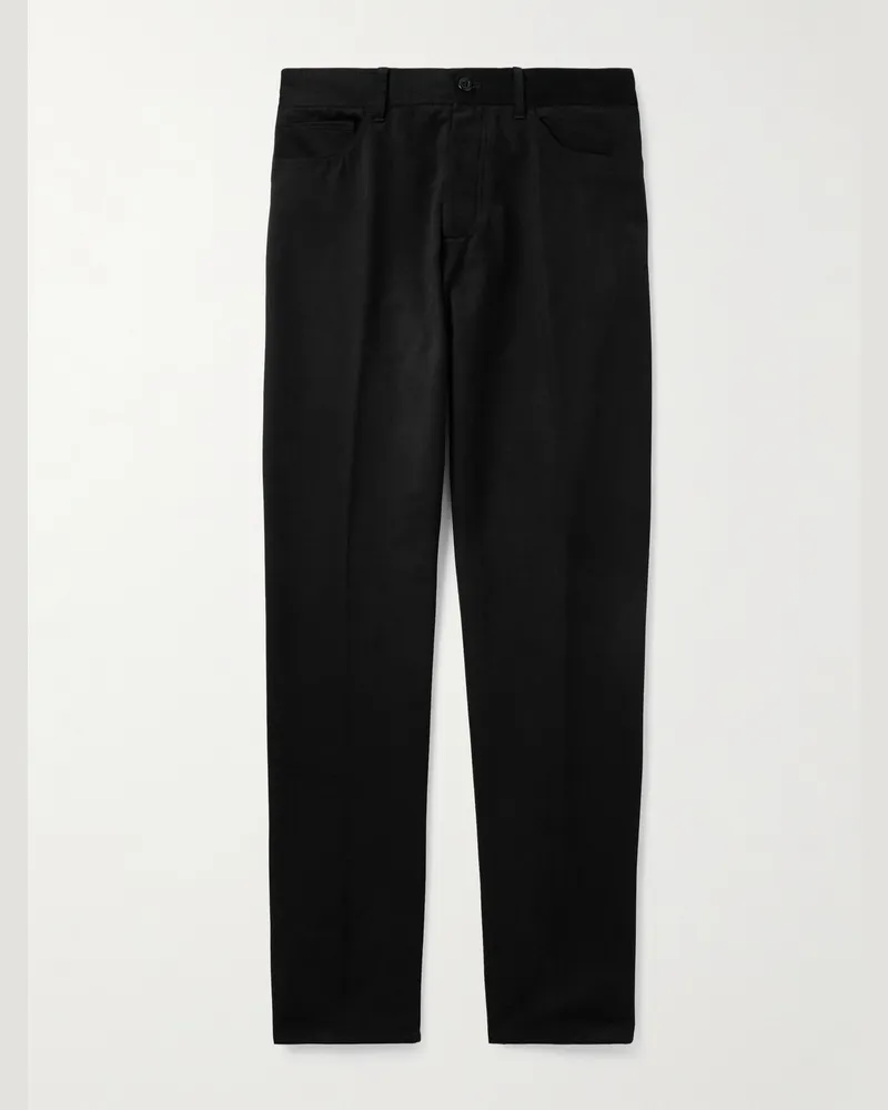 Rubinacci Straight-Leg Cotton-Moleskin Trousers Black
