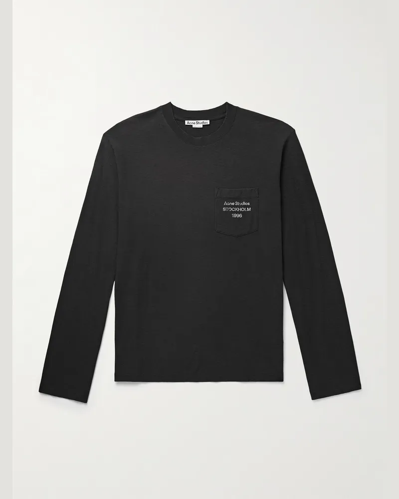 Acne Studios Edden U 1996 Oberteil aus einer Baumwoll-Hanfmischung mit Logoprint Schwarz