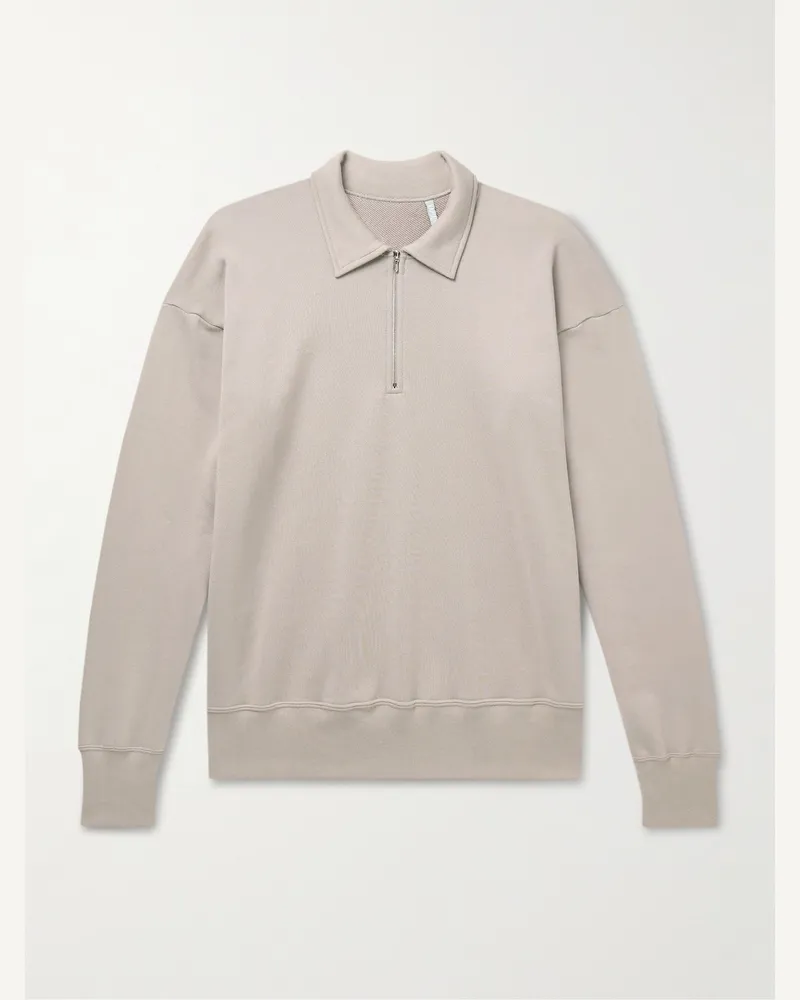 Kaptain Sunshine Sweatshirt aus Suvin-Baumwoll-Jersey mit kurzem Reißverschluss Braun