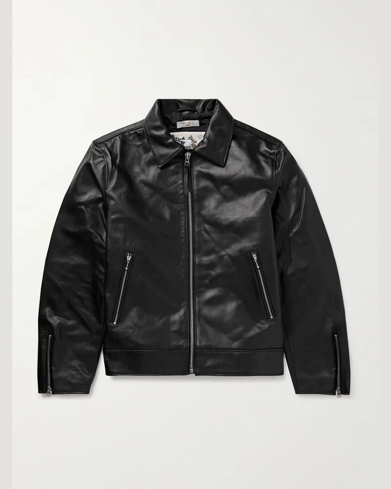 Nudie Jeans Eddy Rider Lederjacke Schwarz