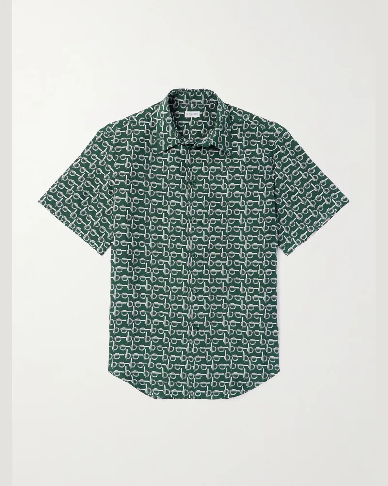 Burberry Hemd aus bedruckter Maulbeerseide Grün
