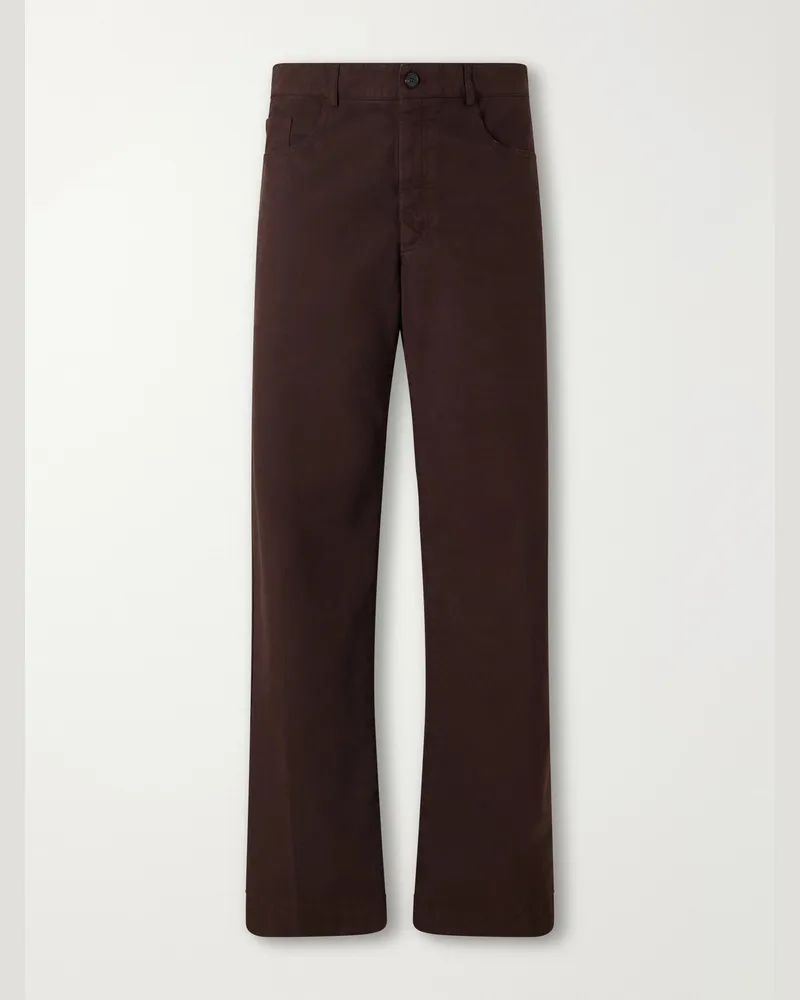 Dries van Noten Straight-Leg Cotton Trousers Burgundy