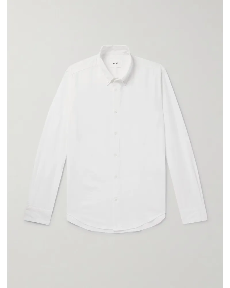 NN 07 Arne 5725 Hemd aus Biobaumwoll-Oxford mit Button-Down-Kragen Weiß