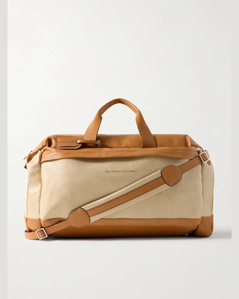 Brunello Cucinelli Weekender aus vollnarbigem Leder Neutral