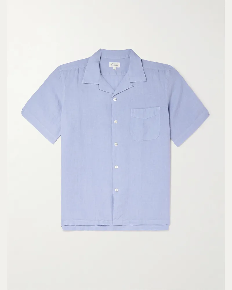 Hartford Palmito Mc Pat Hemd aus Leinen mit wandelbarem Kragen Blau