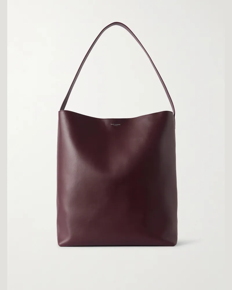 Saint Laurent Leather Tote Bag Burgundy