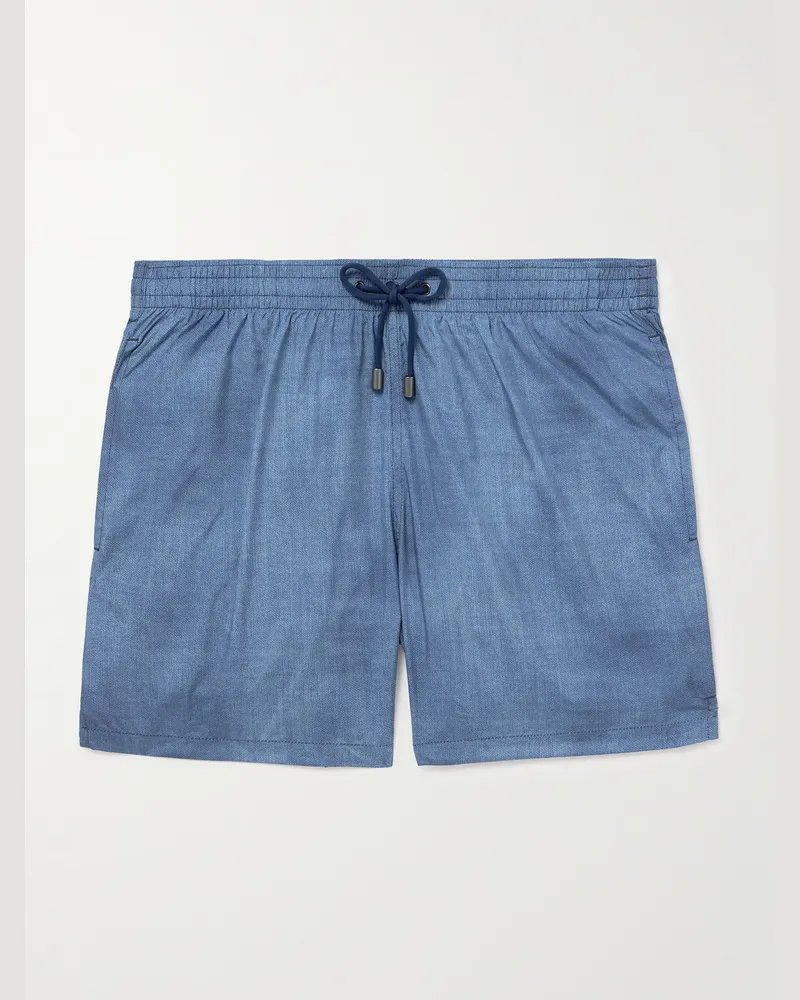 Canali Straight-Leg Mid-Length Swim Shorts Blue