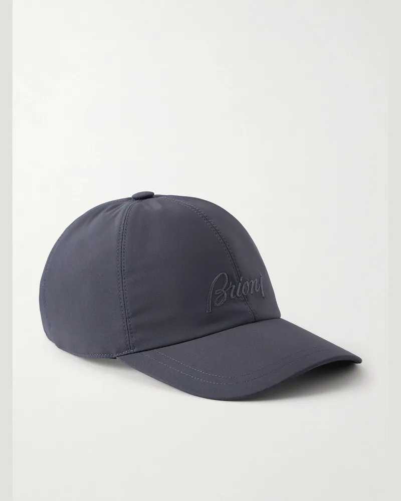 Brioni Logo-Embroidered Shell Baseball Cap Blue