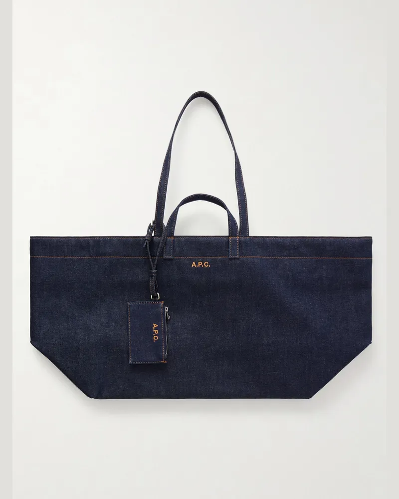 A.P.C. Le Drummer Denim Tote Bag Blue