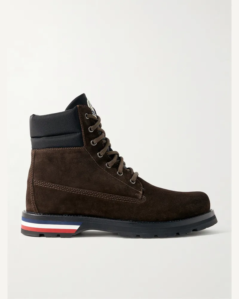 Moncler Vancouver Wanderschuhe aus Veloursleder mit Shell-Besatz Braun