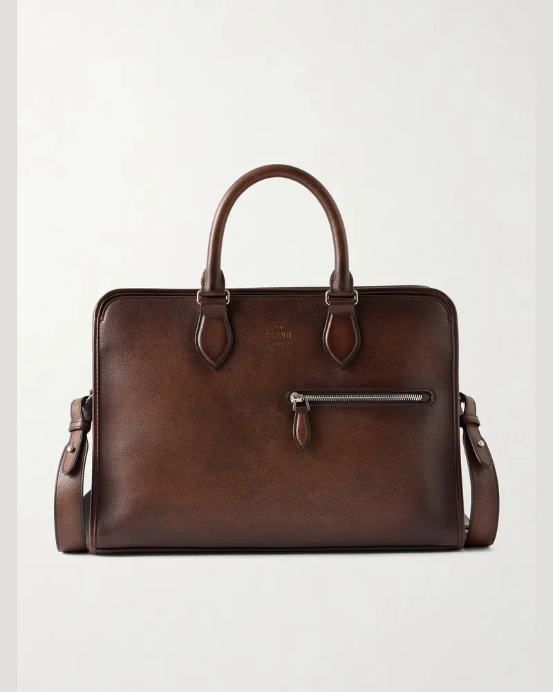 Berluti Un Jour Leather Briefcase Brown