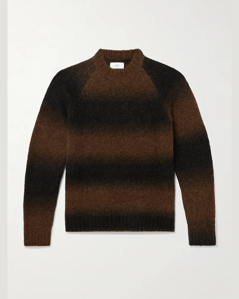 MR P. Pullover aus strukturiertem Strick mit Streifen und Farbverlauf Braun