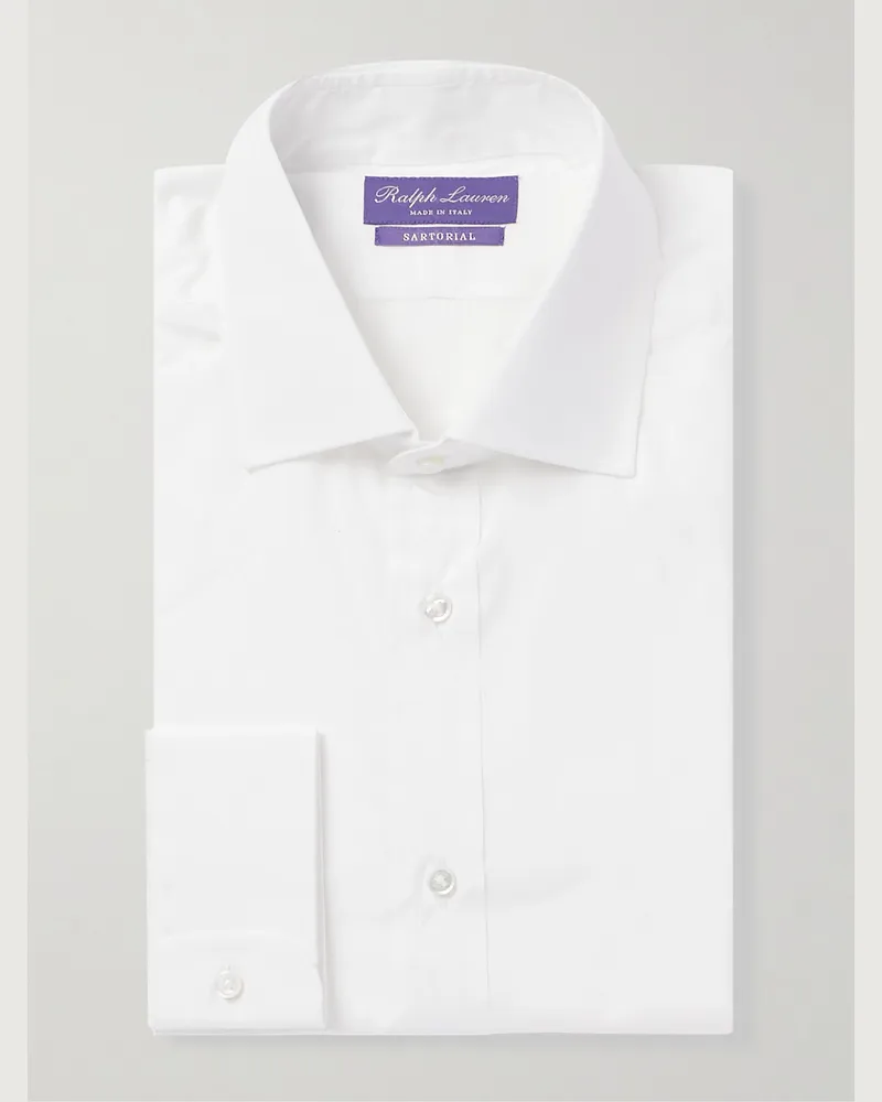 Ralph Lauren Aston Cutaway-Collar Cotton Oxford Shirt White
