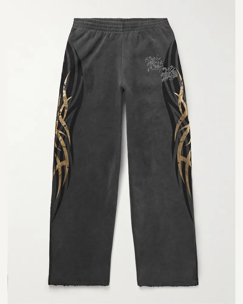 Balenciaga Tacky weit geschnittene Jogginghose aus Baumwoll-Jersey mit Kristallen und Print Schwarz