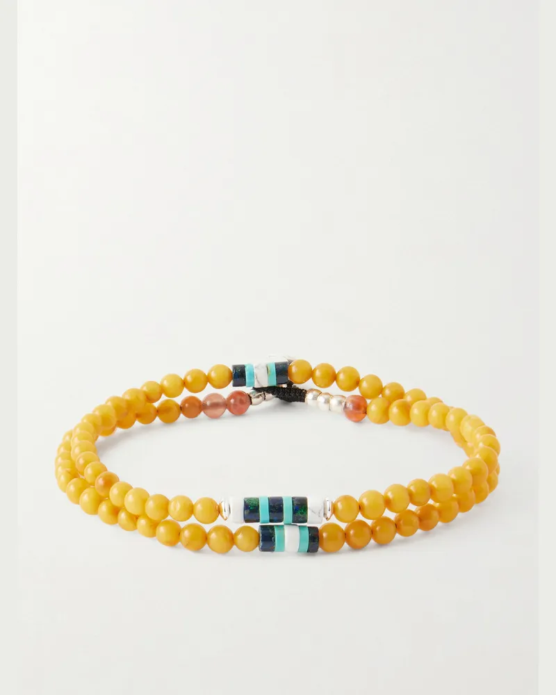 Mikia Sterling Silver Multi-Stone Beaded Bracelet Yellow