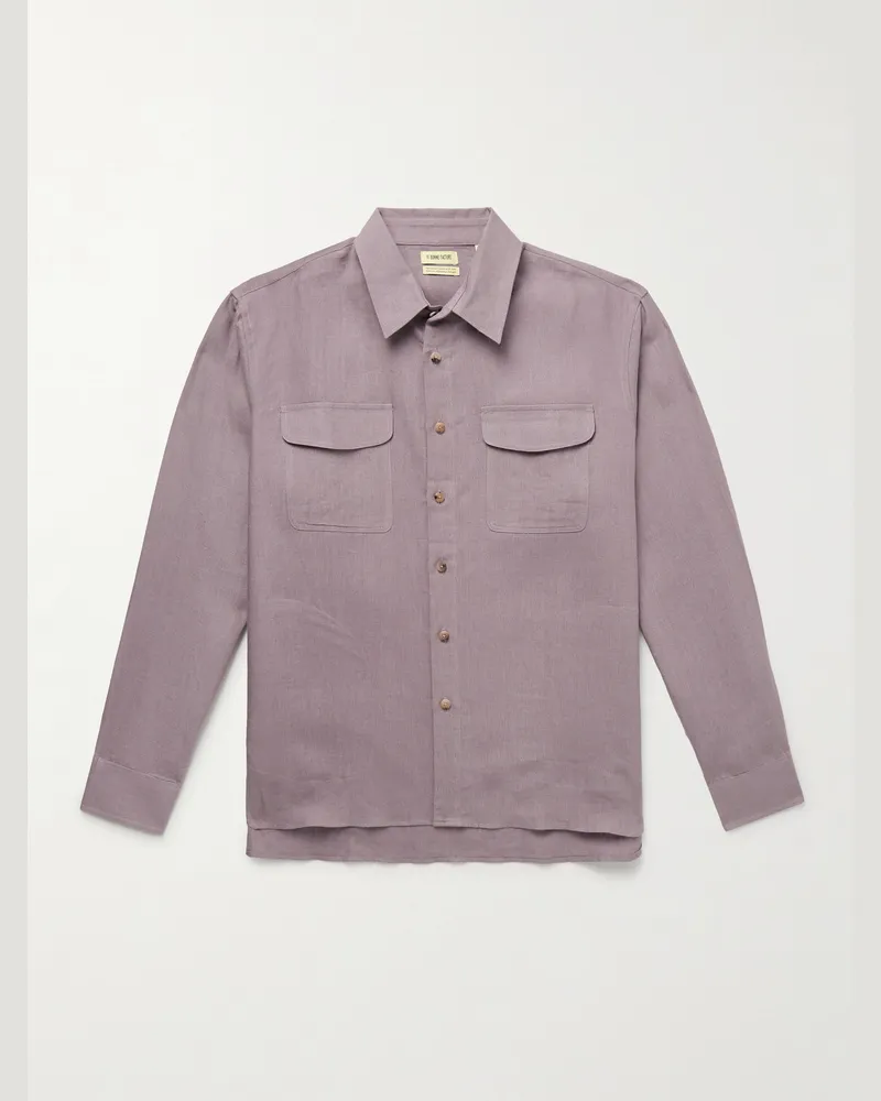 De Bonne Facture Hemdjacke aus Leinen Lila