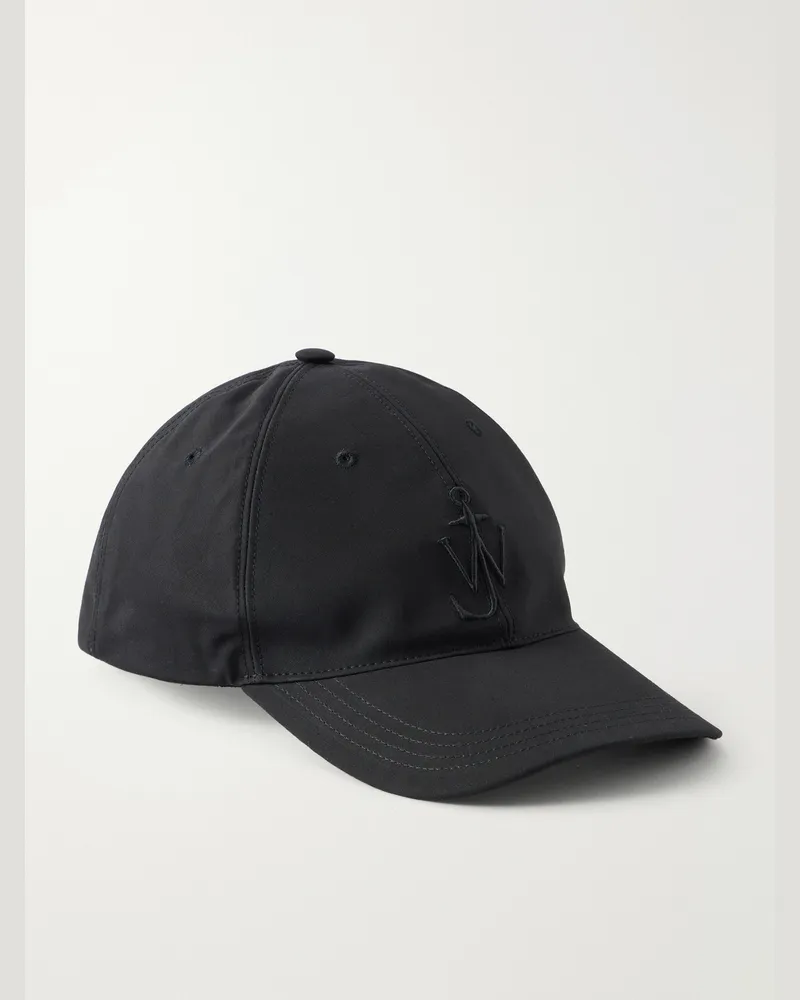 J.W.Anderson Logo-Embroidered Corduroy-Trimmed Waxed Cotton Baseball Cap Black