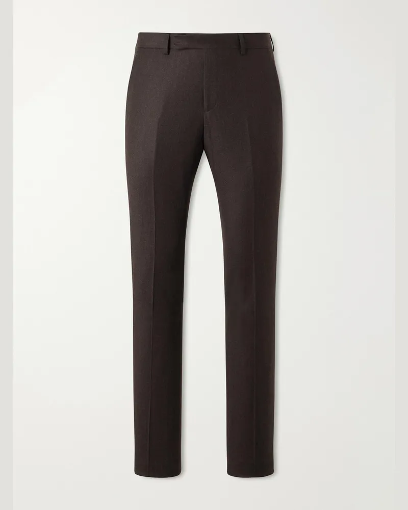Paul Smith Straight-Leg Wool and Cashmere-Blend Flannel Trousers Brown