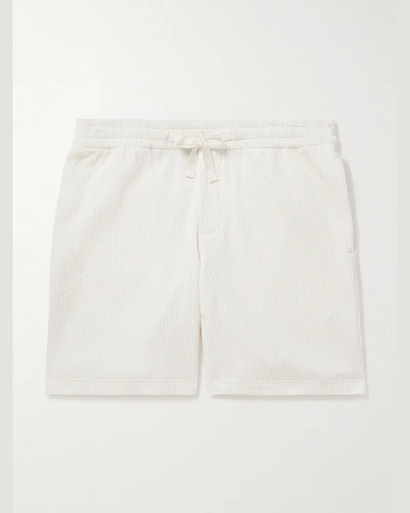 Orlebar Brown Trevone gerade geschnittene Shorts aus Seersucker aus einer Baumwollmischung mit Kordelzugbund Weiß