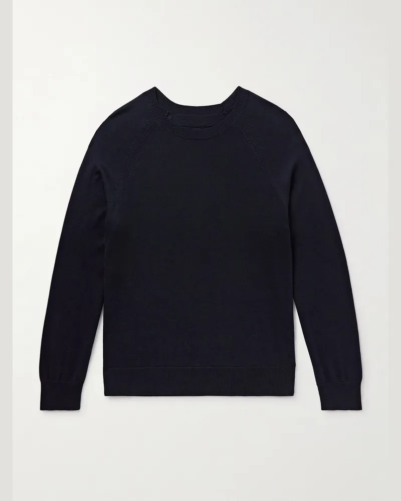 Nili Lotan Reggie Silk and Cotton-Blend Sweater Blue