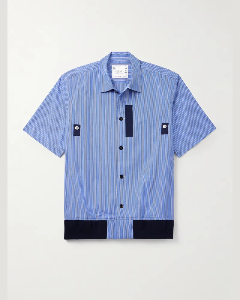 Sacai Hemd aus gestreifter Baumwollpopeline Blau