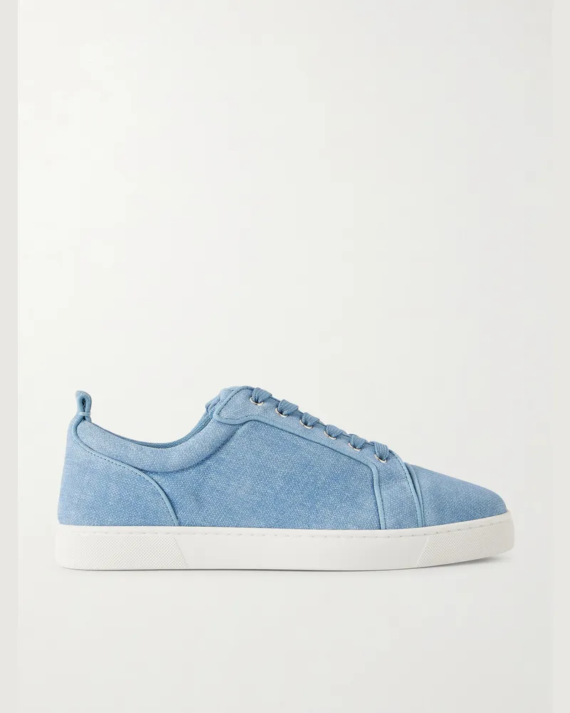 Christian Louboutin Louis Junior Orlato Sneakers aus Veloursleder mit Ripsband und Print Blau