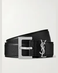 Saint Laurent 3cm Full-Grain Leather Belt Schwarz