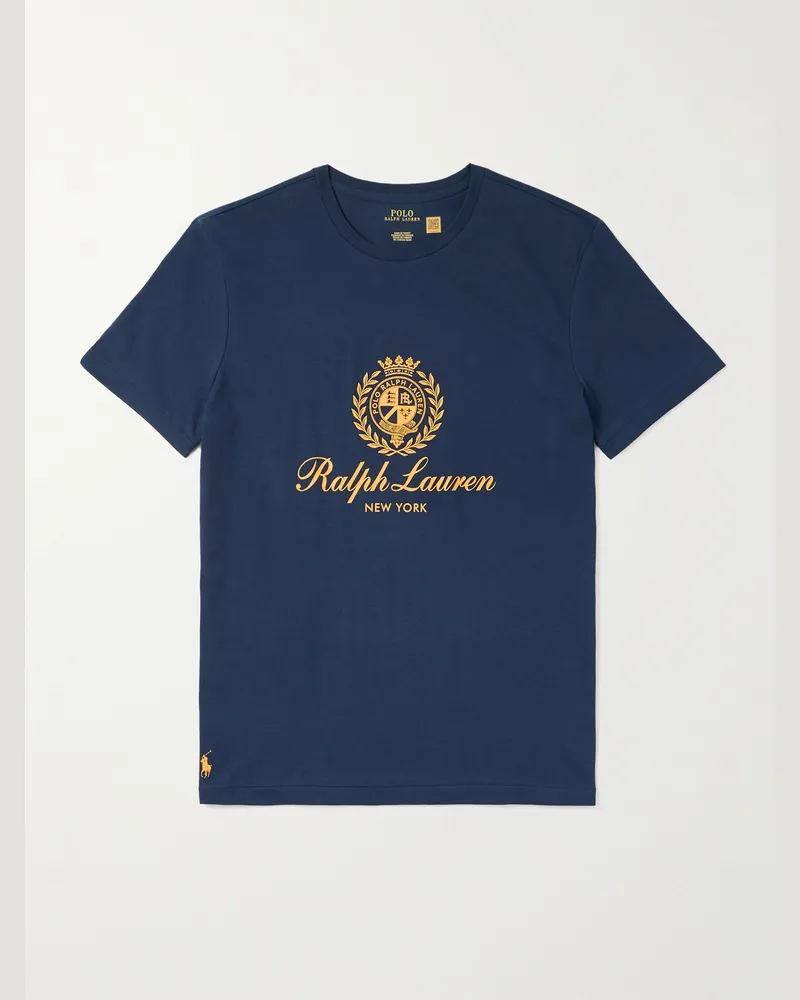 Ralph Lauren T-Shirt aus Baumwoll-Jersey mit Logoprint Blau