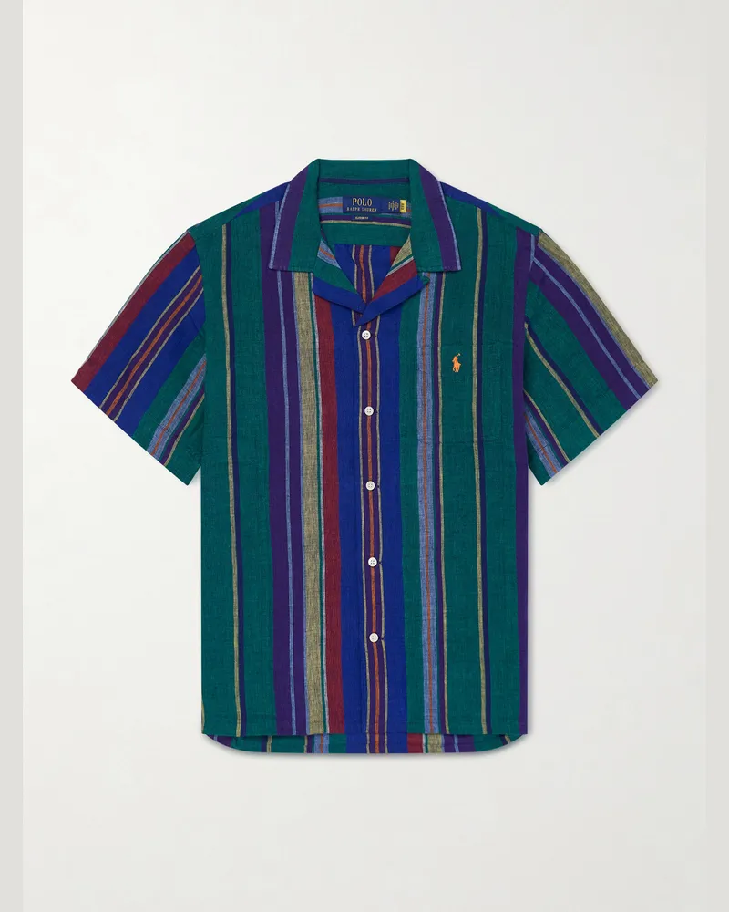 Ralph Lauren Gestreiftes Hemd aus Leinen mit Reverskragen Mehrfarbig
