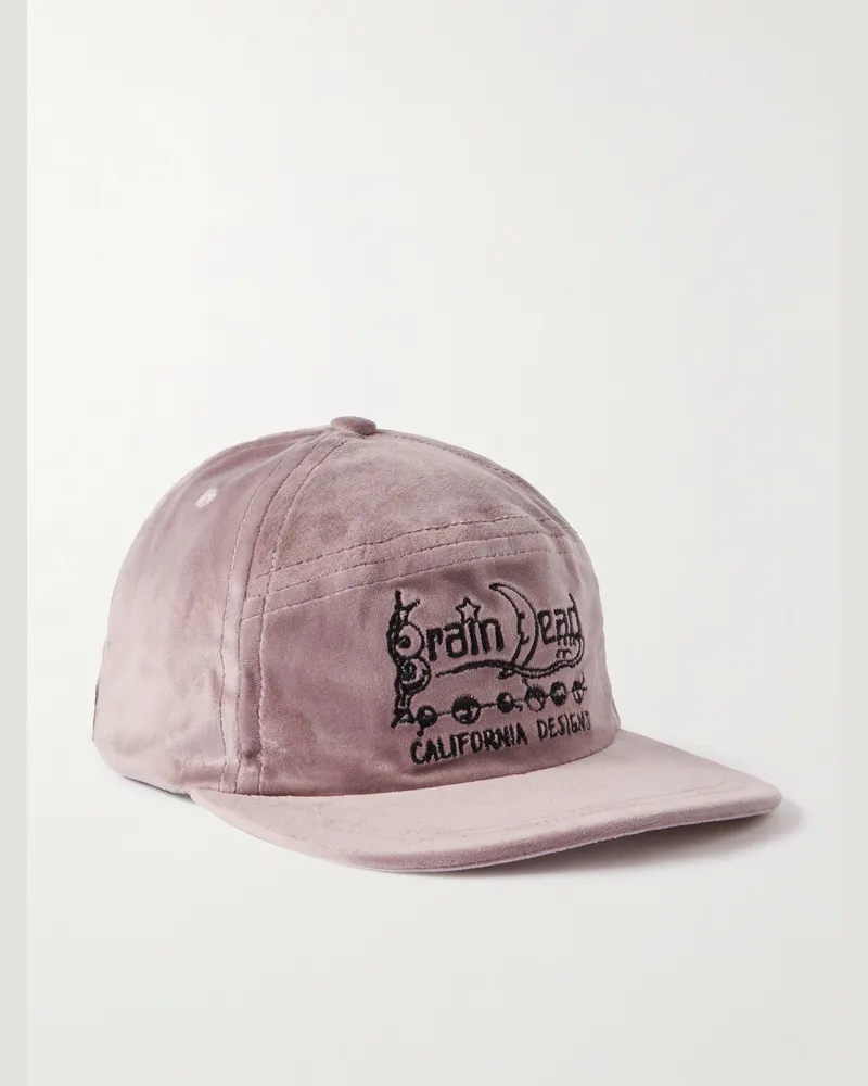 Brain Dead Kappe aus Baumwollsamt mit Logostickerei Pink