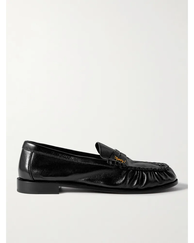 Saint Laurent Le Loafer Monogram Pennyloafers aus Leder mit Logoapplikation Schwarz