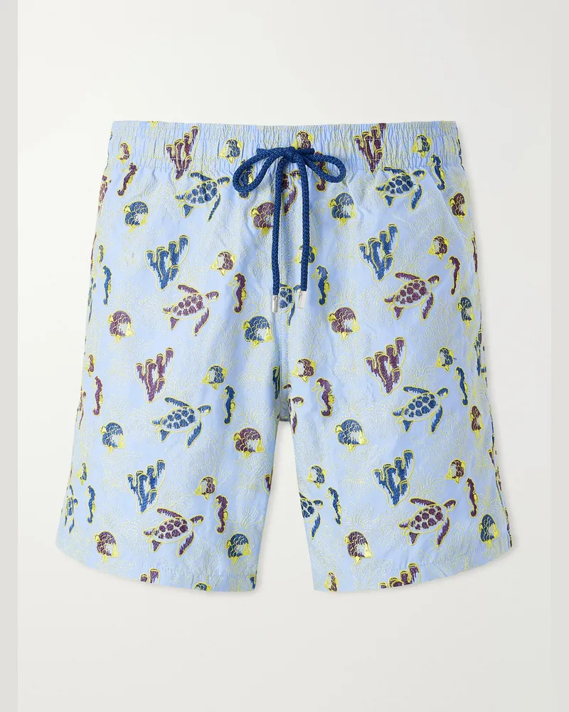 Vilebrequin Mistral Embroidered Straight-Leg Swim Shorts Blue