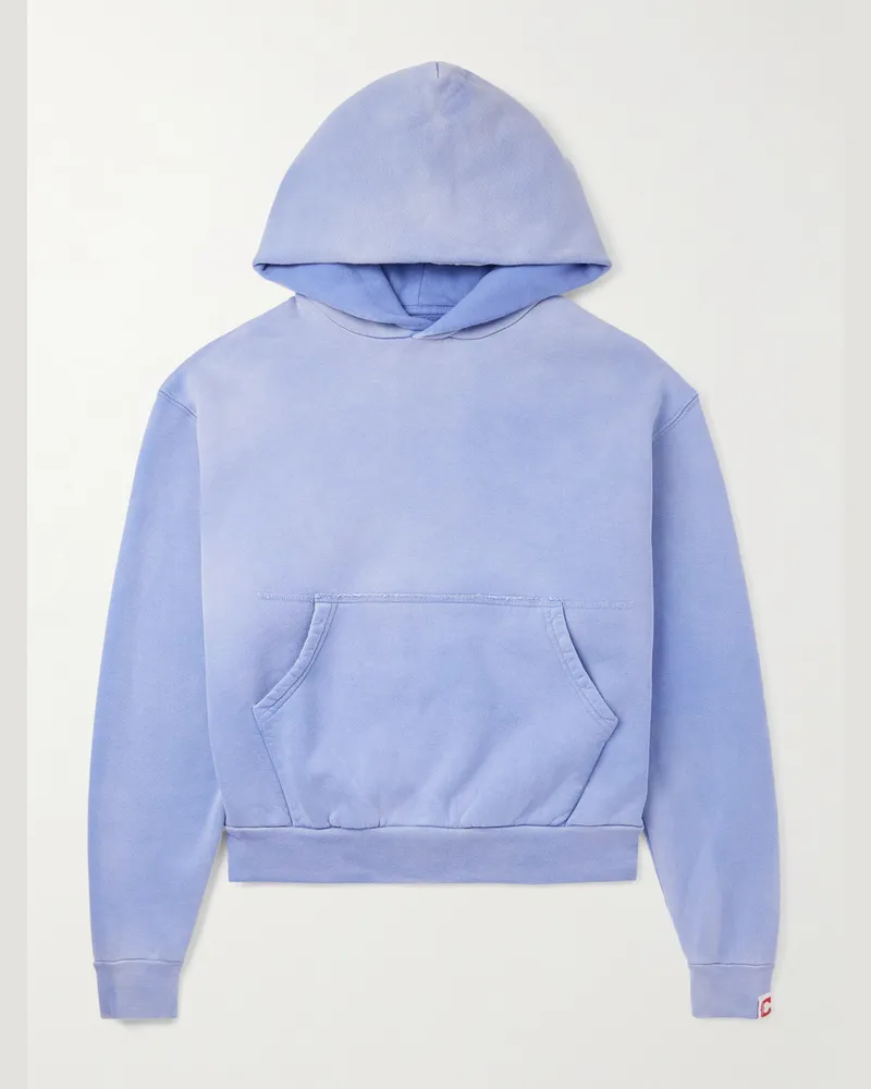 Cherry Los Angeles Horsepower Hoodie aus Baumwoll-Jersey mit Logostickerei in Stückfärbung Blau