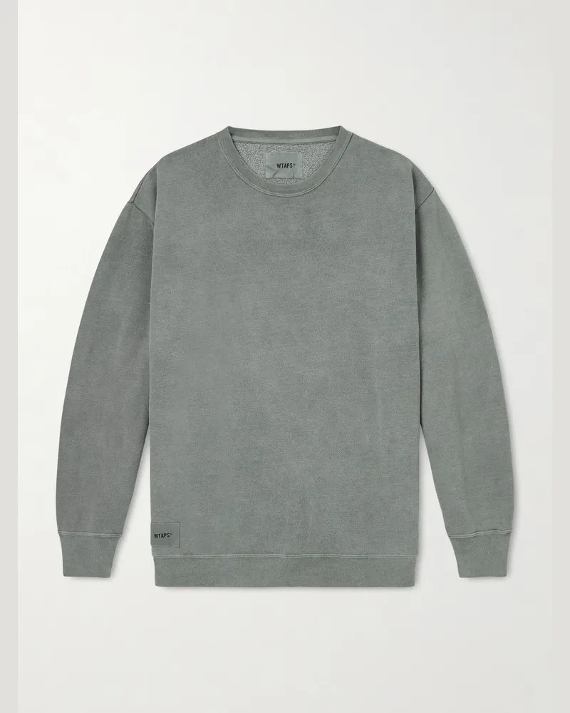 WTAPS Logo-Appliquéd Cotton-Blend Jersey Sweatshirt Green