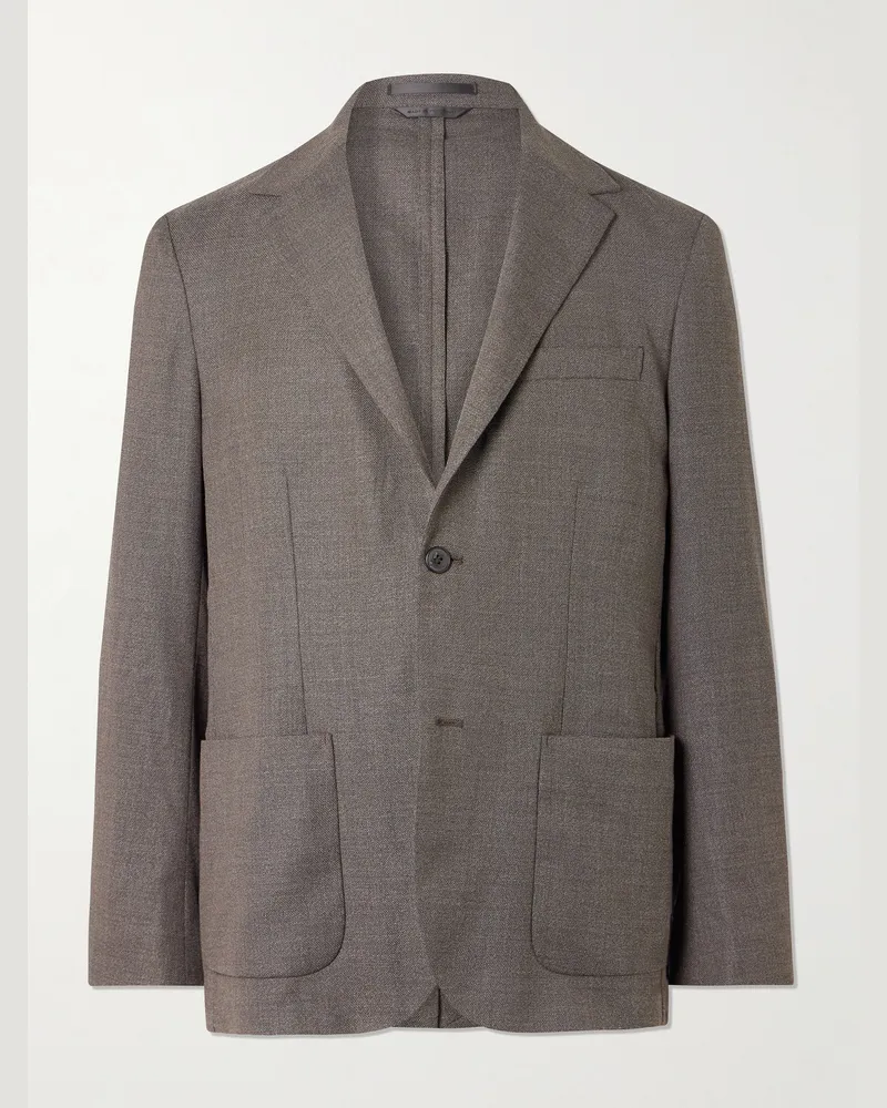 Sunspel Textured Wool-Blend Suit Jacket Brown