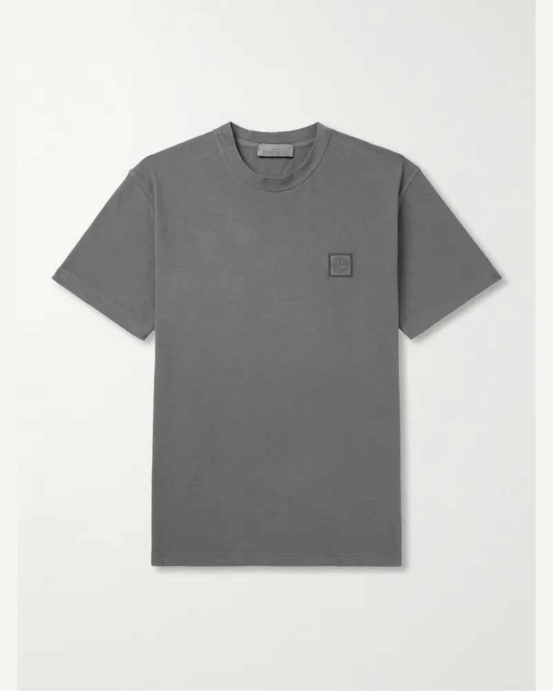 Stone Island GHOST Logo-Appliquéd Cotton-Jersey T-Shirt Gray