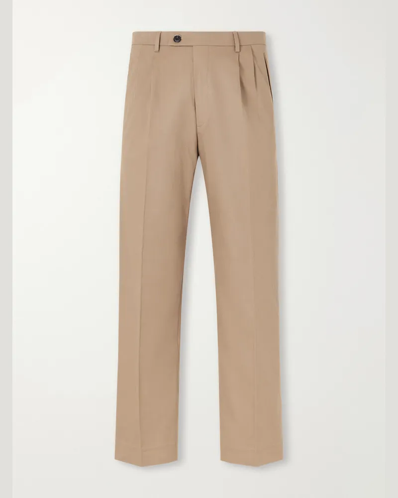 NN 07 Robin 10076 Straight-Leg Organic Stretch-Cotton Dobby Trousers Neutrals
