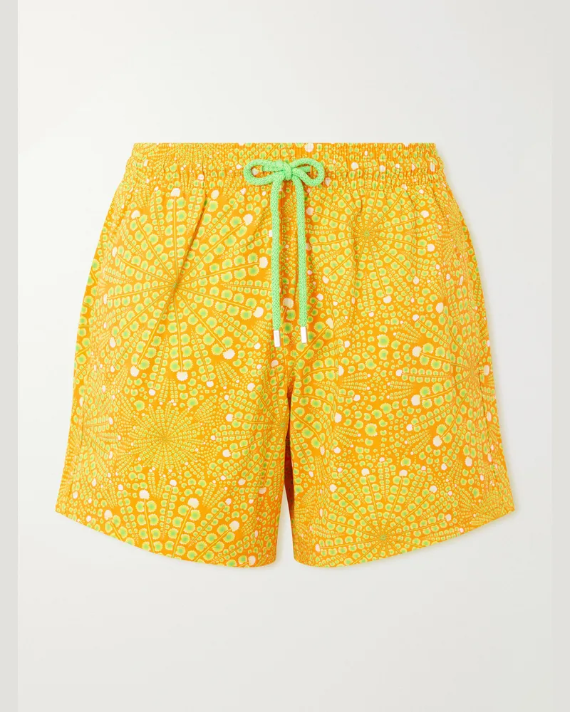 Vilebrequin Moorise Straight-Leg Mid-Length Printed Recycled Swim Shorts Yellow