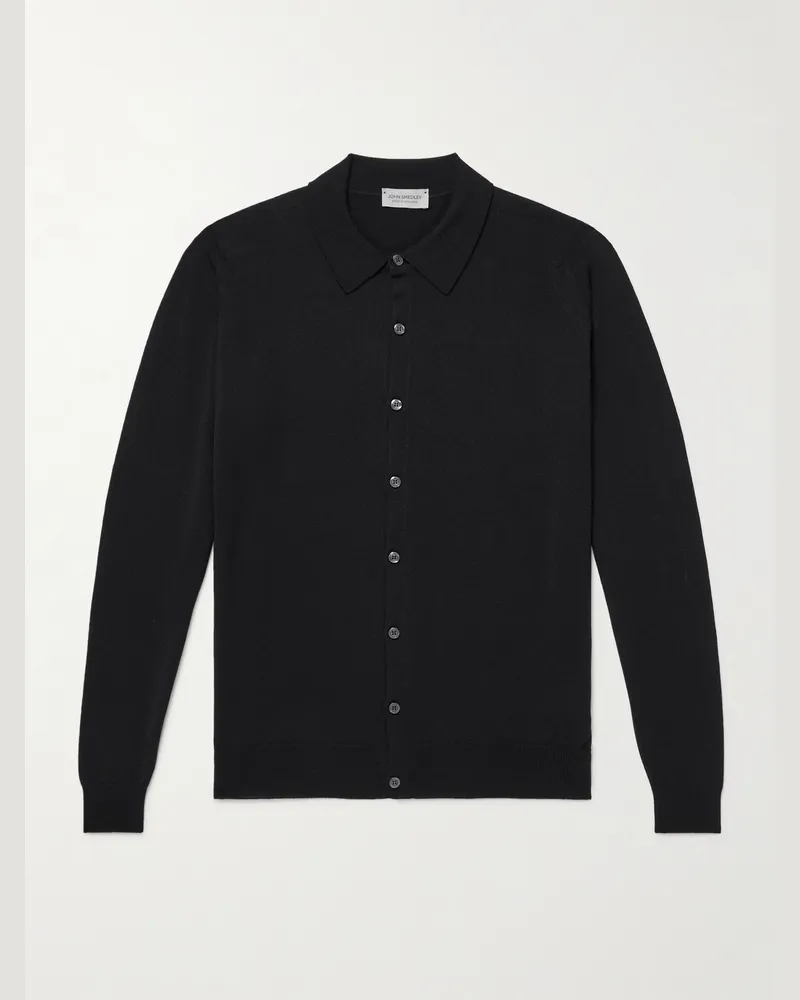 John Smedley Tibor Merino Wool Cardigan Black