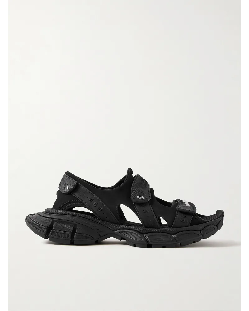 Balenciaga 3XL Sandalen aus Scuba mit Besatz aus Kunstleder und Canvas und Logoapplikation Schwarz