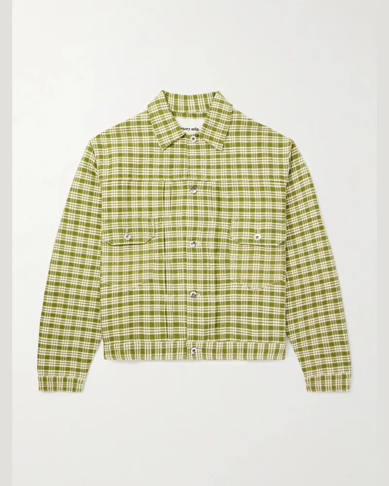 STORY mfg. Tuesday karierte Jacke aus Biobaumwolle Grün