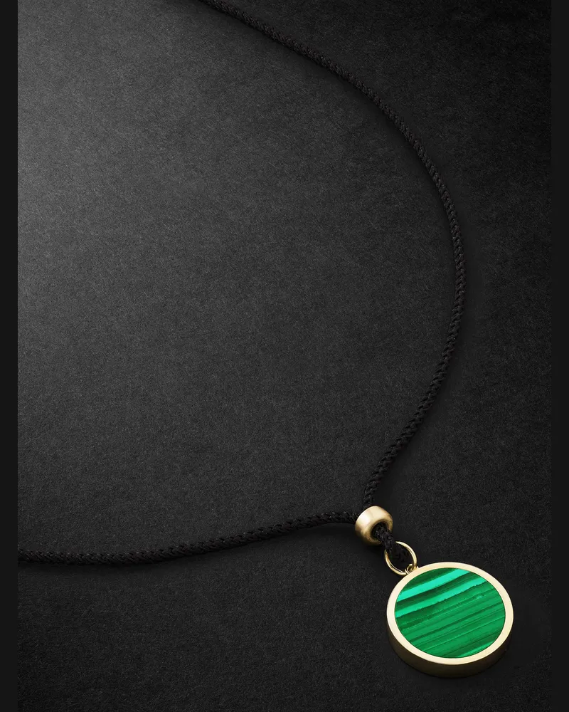 Jacquie Aiche Gold, Malachite and Cord Pendant Necklace Green